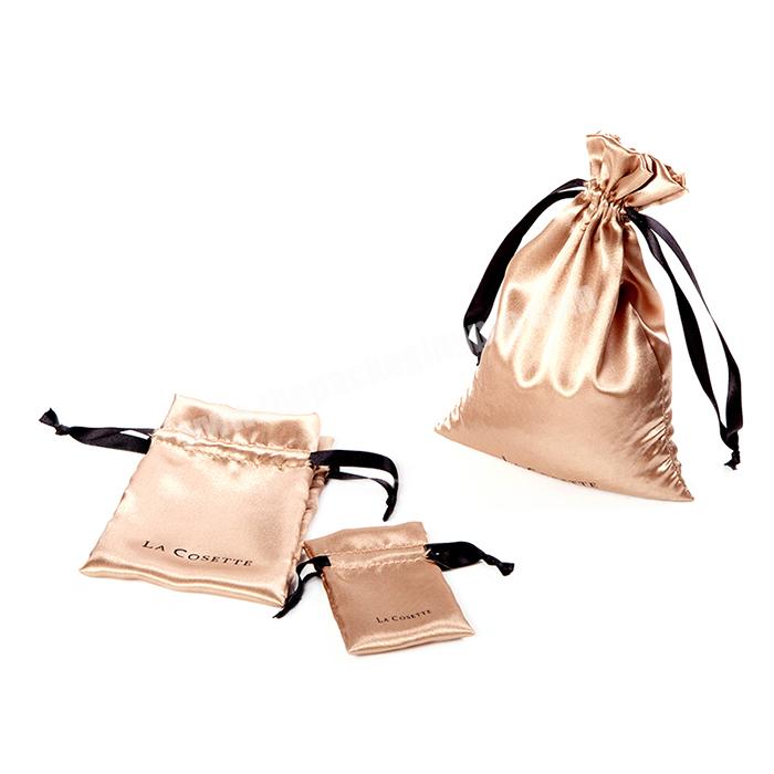 Wholesale Custom Hot Sell Popular Hair Extension Silk Satin Drawstring Hair Bag
