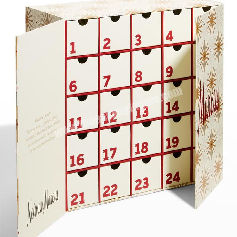 Wholesale Custom Kids Christmas empty 24 Pcs Paper  Advent Calendar Cardboard Box mystery box