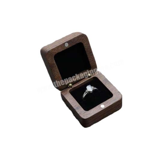 Wholesale Custom Logo Black Walnut Jewelry Box Ring Box Jewelry Box Wooden Ring Laser Engraved