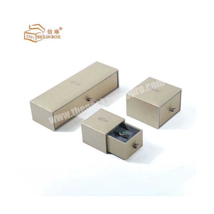 Wholesale Custom Logo Cardboard Paper Velvet Insert Khaki Slide Drawer Jewelry Packaging Box