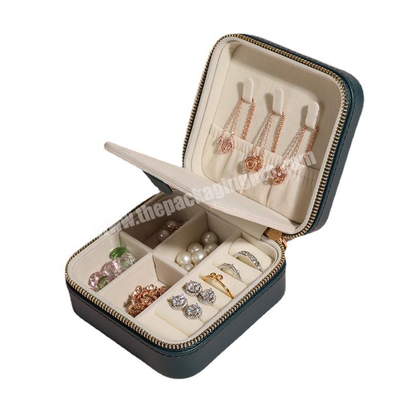 Wholesale Custom Logo Earrings Ring Pendant Personalized  Portable Luxury Bead Organizer Folding Jewelry Storage Box