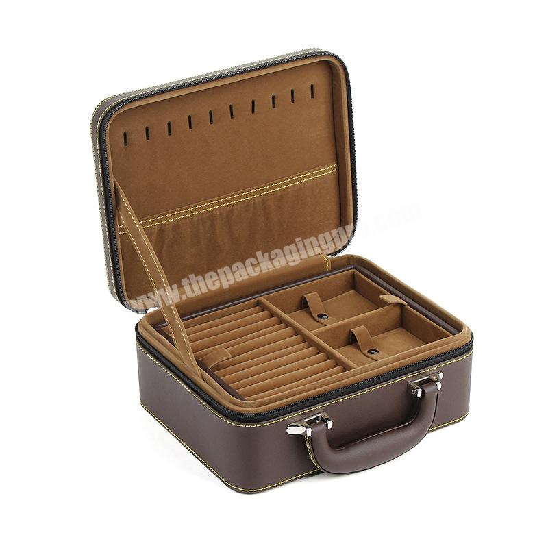 Wholesale Custom Logo Large Personalized  Portable Luxury Organizer Folding PU Leather Jewelry Storage Box