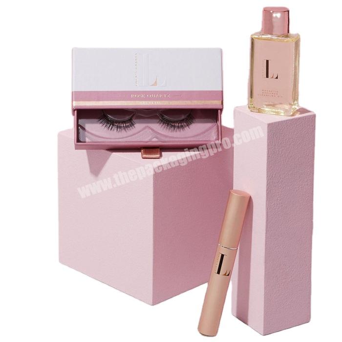 Wholesale Custom Logo Paper Pink Makeup Cosmetic Eyelash Box Custom