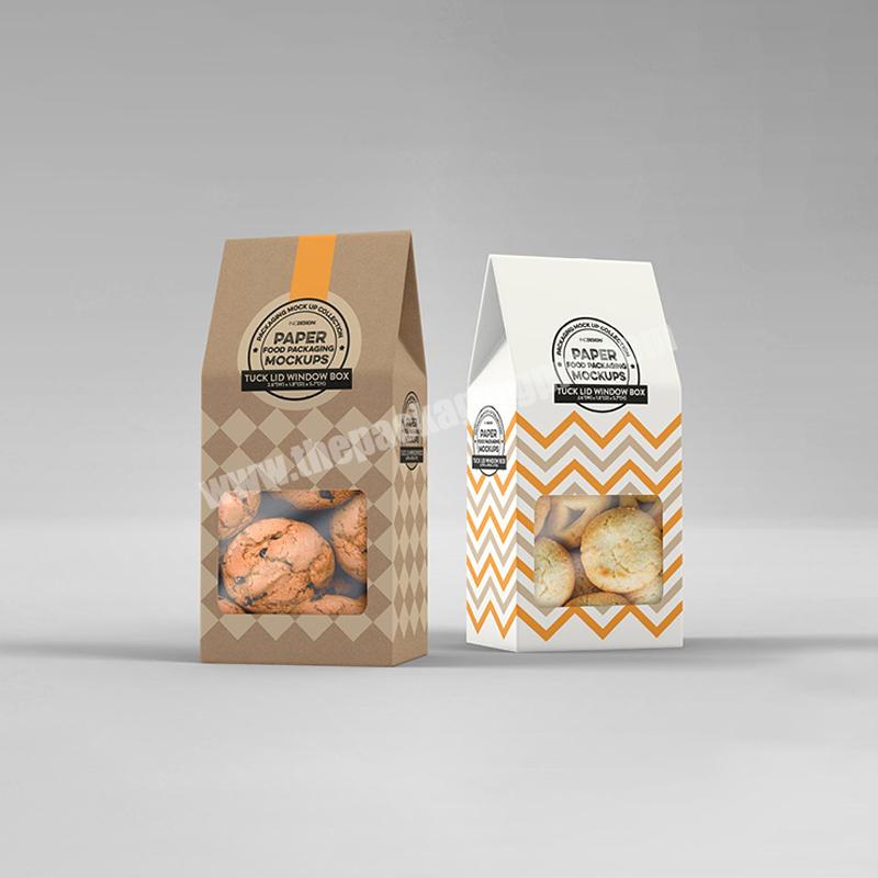 Wholesale Custom Logo Stand Up Box Kraft Paper Box With Window for Cookie Candy Snack Nut Packaging
