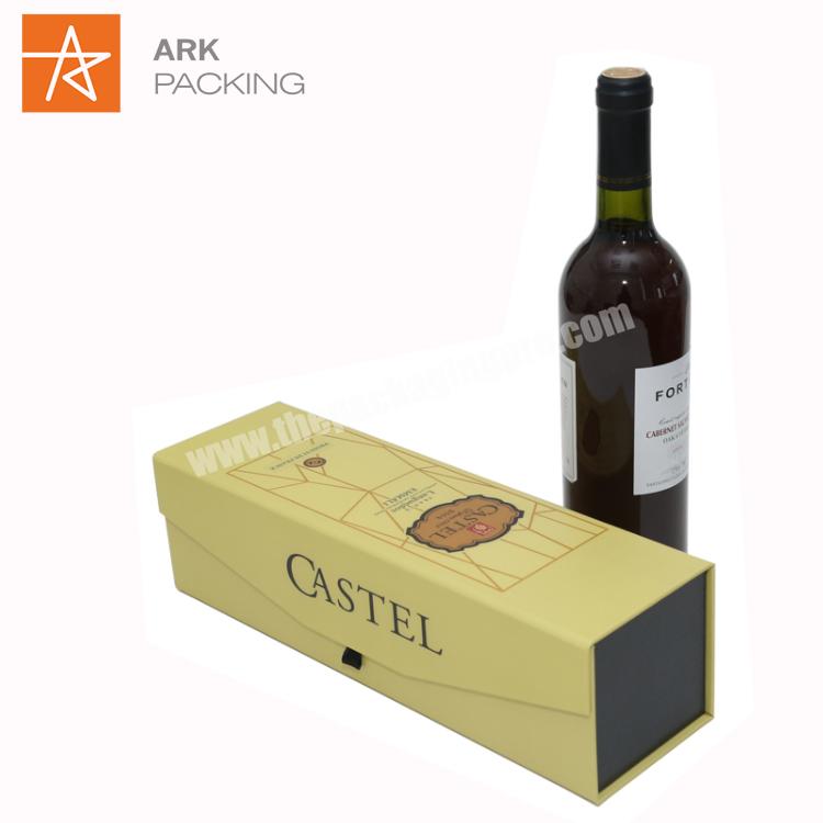 Wholesale Custom Luxury Cardboard Paper with Magnetic  Lid Single Red Wine Bottle Gift Packaging Gift Box