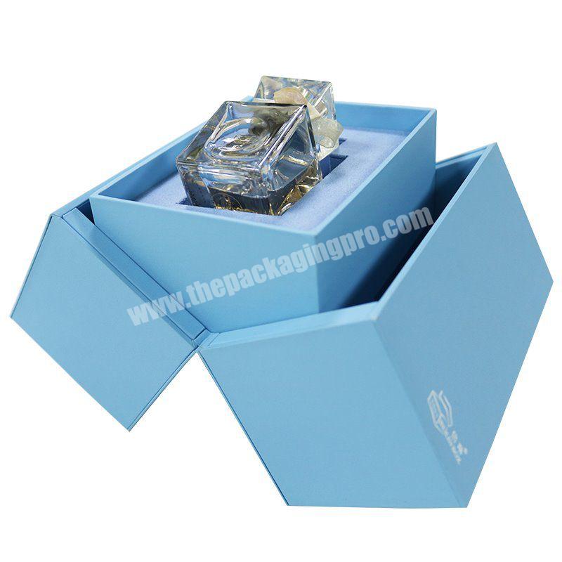Wholesale Custom Luxury Perfume Bottle Packaging Gift Box Blue Empty Little Fancy Perfume Boxes