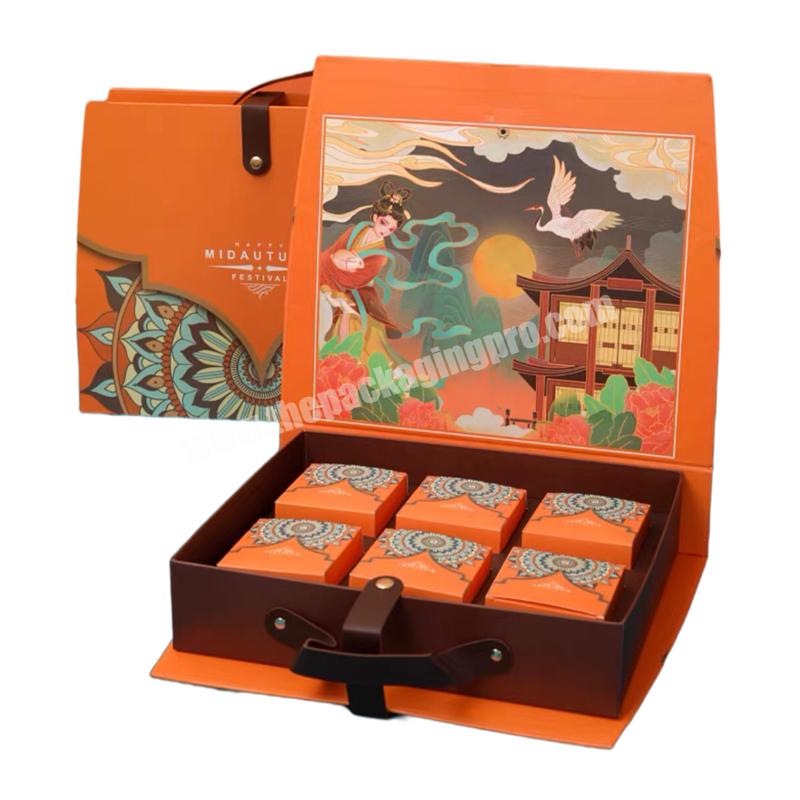 Wholesale Custom Print Rigid Folding Craft Paper Suitcase Luxury Mooncake Gift Box with Logo