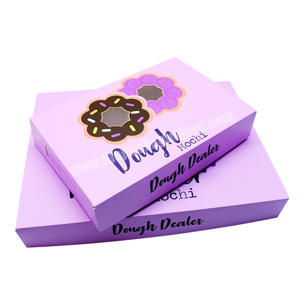Wholesale Custom Printed Biodegradable Paper Donut Bakery Cake Packaging Food Delivery Morchi Pink Small Donut Box Packaging
