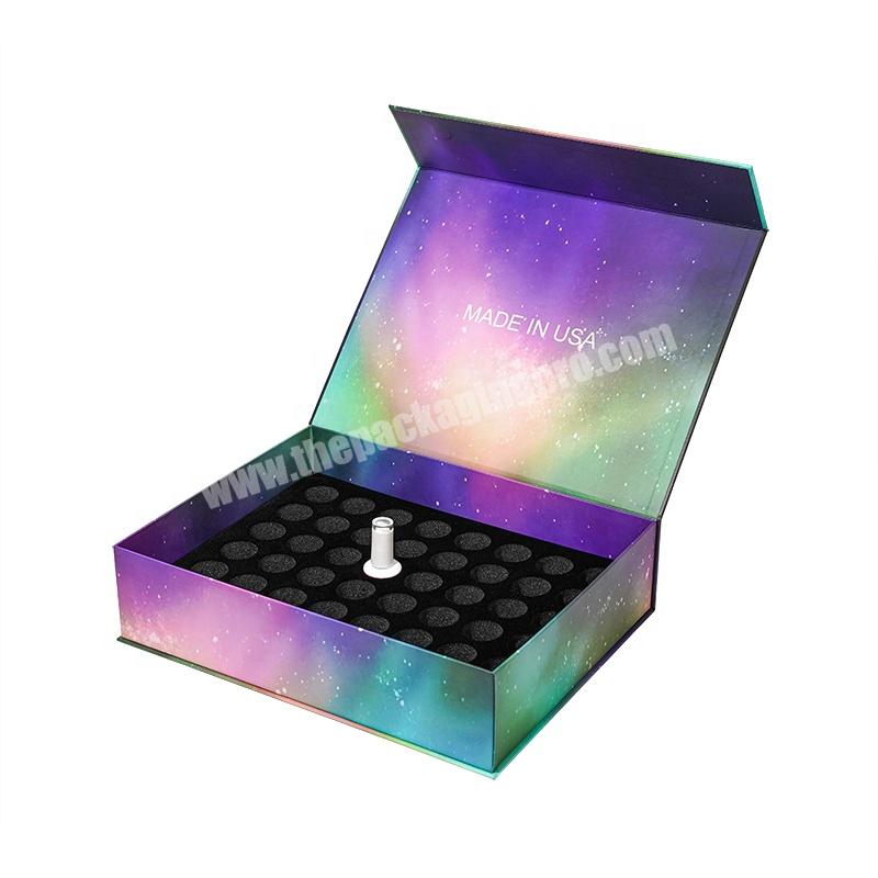 Wholesale Custom Printed Blue Paper Packing Boxes Empty Gel Nail Care Bottle Box Set Nail Polish Packaging Paper Box
