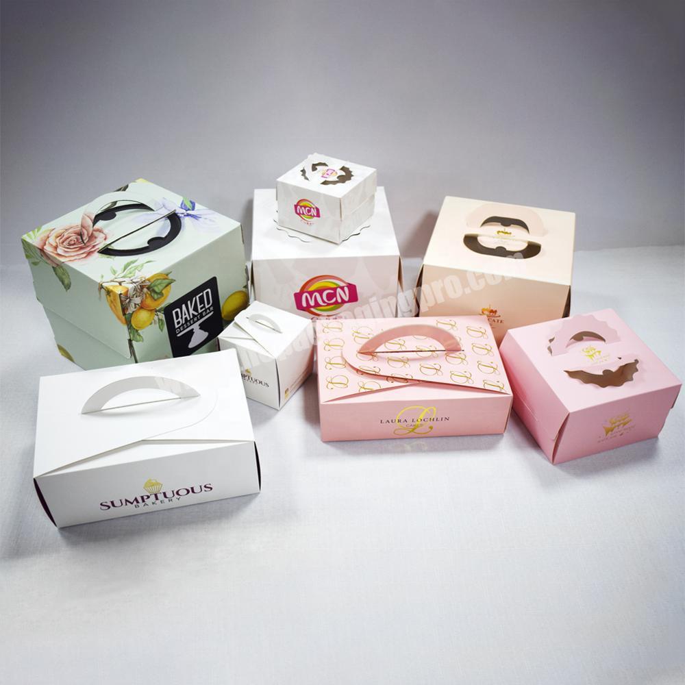 Wholesale Custom Printed Logo Biodegradable Paper Bakery Cake Packaging Luxury Wedding Cup cake box with window