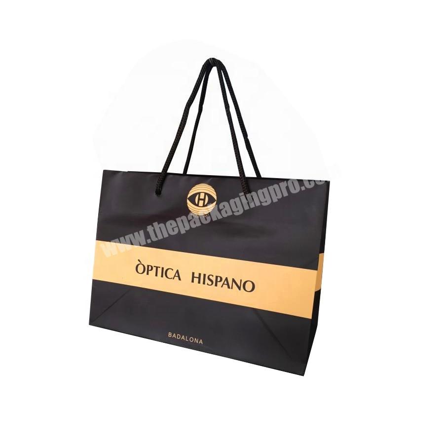 Wholesale Custom Printed Logo Design Promotion Luxury Clothing Retail Gift Shopping Black Jewellery Paper Bag With Handle