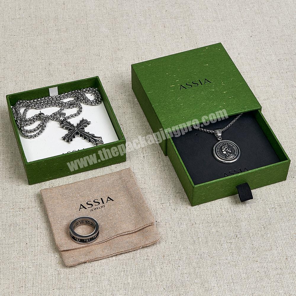 Wholesale Custom Recyclable Paper Dark Green Gift Packaging Jewelry Box
