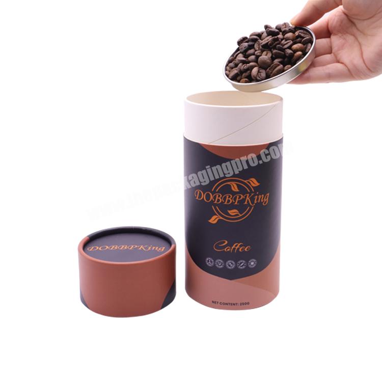 Wholesale Customization Cardboard Round Food Grade Coffee Tin Composite Paper Sealed Cans Tube Packaging