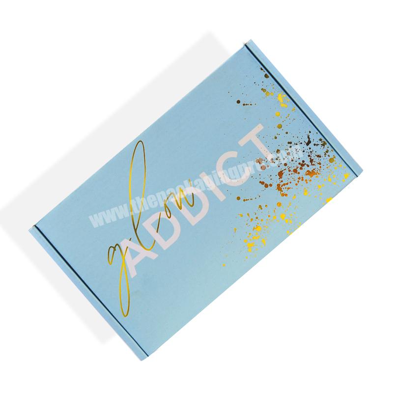 Wholesale Customized Baby Blue Corrugated Paper Box With Foil LOGO