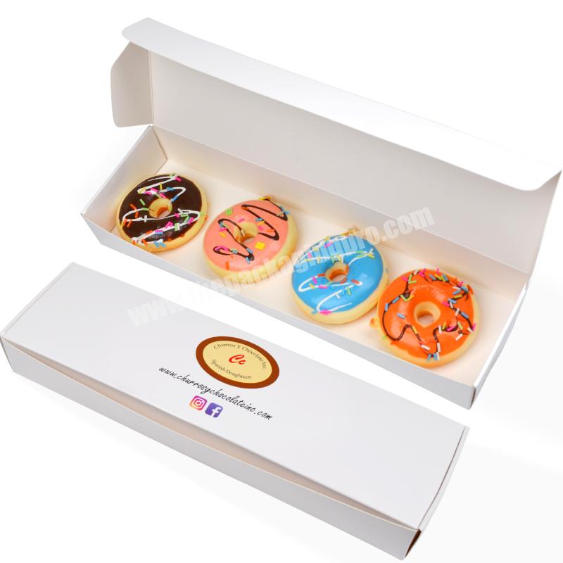 Wholesale Four Doughnut Donuts Art Paper Packing Folding Food Grade Paper Box with Custom Print