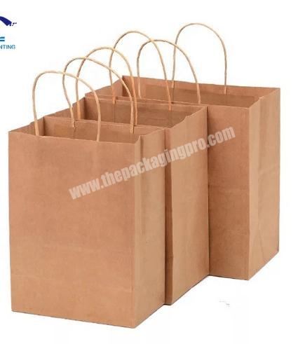 Wholesale Handle Package Bags Brown Kraft Paper Shopping Bags With Your Own Logo Apparel Promotional Bags