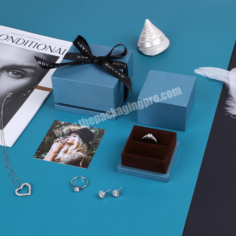 Wholesale Hot Sell Custom Small logo Luxury Printed Display High End Ring Box Jewelry Storage Packaging Box