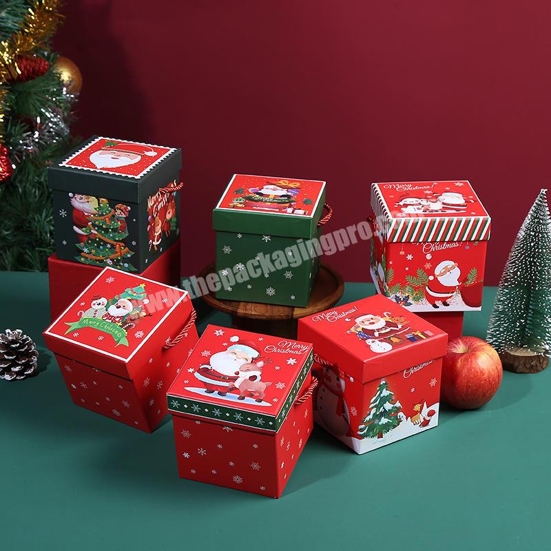 Wholesale In Stock Christmas Window PVC White Brown Paper Box Christmas Eve Candy Biscuit Cookie Large Paper Box