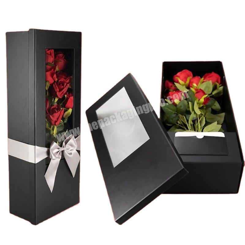 Wholesale Luxury Handbag Square Roses Flower Paper Gift Packaging Box For Bouquet