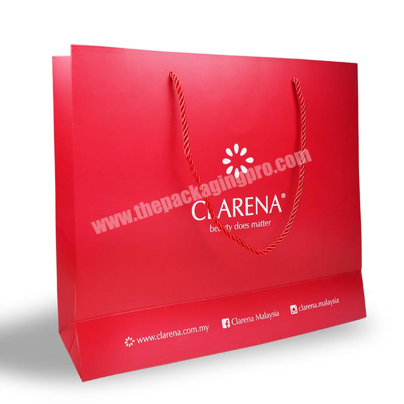 Wholesale Luxury Red Paper Logo Printing Beauty Gift Bags For Small Business