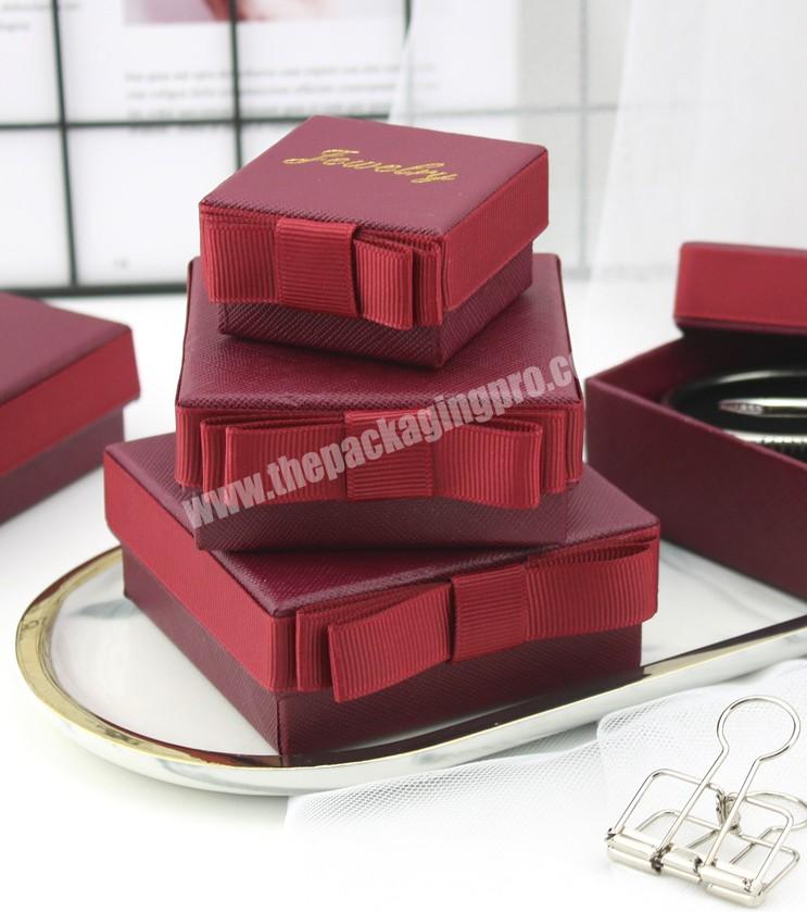 Wholesale Luxury Top and Bottom Box Custom Simple 2PCS Paper Jewelry Box with Decorated Bowknot