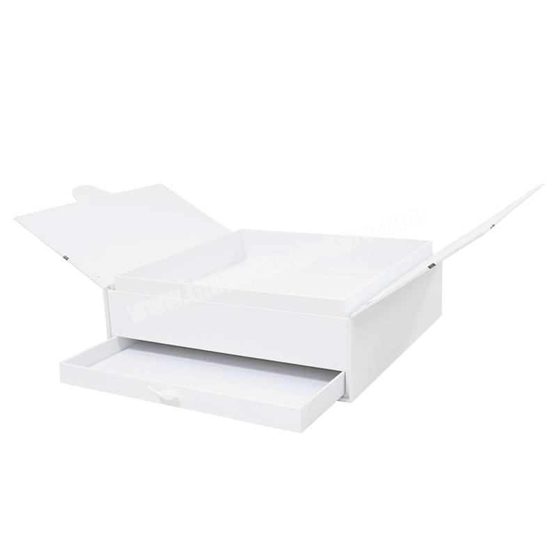 Wholesale Luxury White Sliding Drawer Paper Custom Logo Cosmetic Packaging Magnetic Drawer Gift Box Rigid Boxes Paperboard