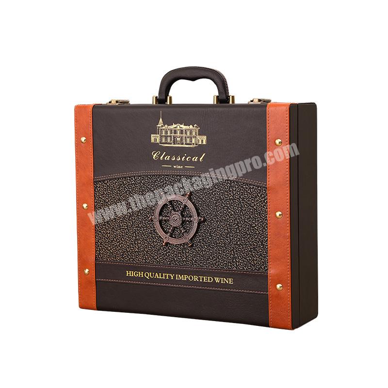 Wholesale Luxury Wine Boxes Packaging Gift with Custom Logo Packaging PU Leather Wine Box