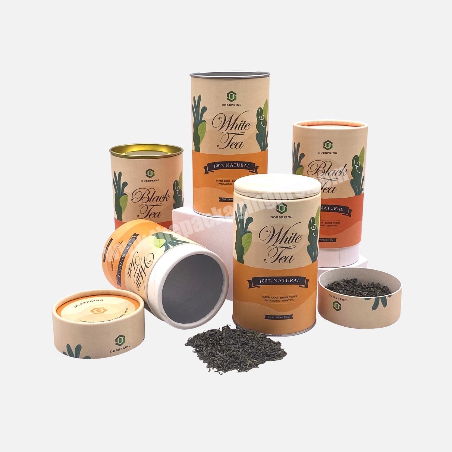Wholesale OEM Food Grade  China Moringa  Loose Tea Leaves Paper Cylinder Box Premium Tube Cardboard Packaging