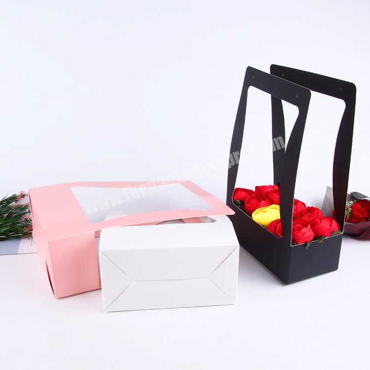 Wholesale Paper Bag Design Flower Bouquet Gift Box Paper Bag For Gift Flower Make Up Carry Handle Kraft Paper Gift Bag