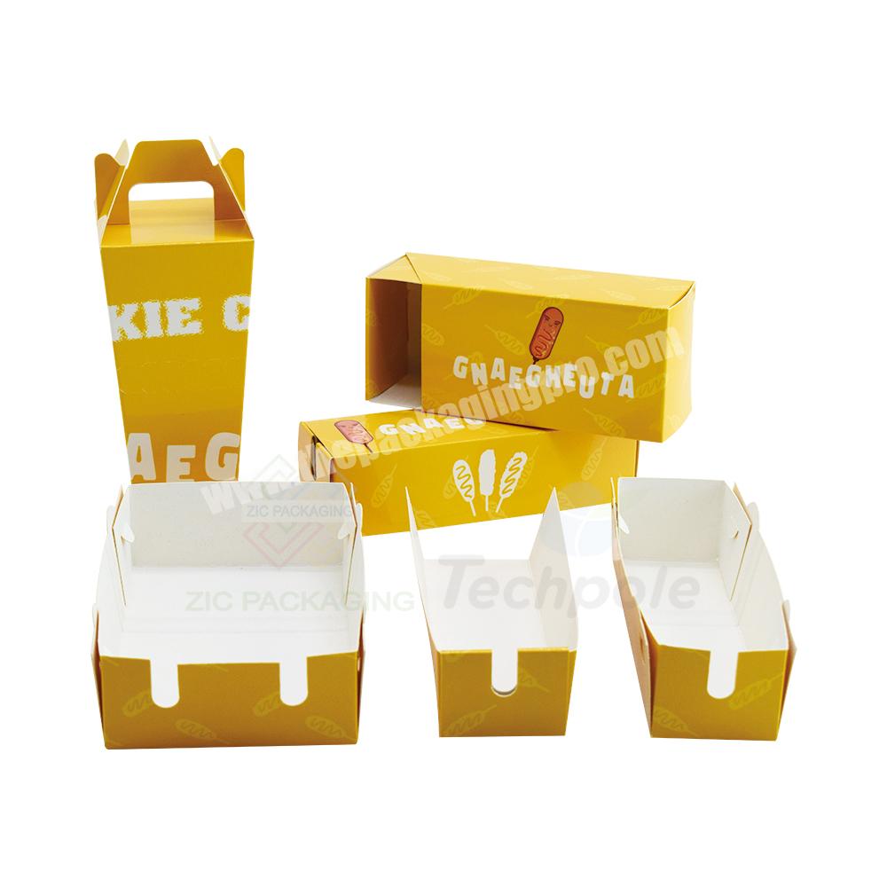 Wholesale Price Paper Packaging to Go Box for Popcorn Hot Dog Burger Waffle on a Stick Takeaway Food Packaging Kraft Paper Box