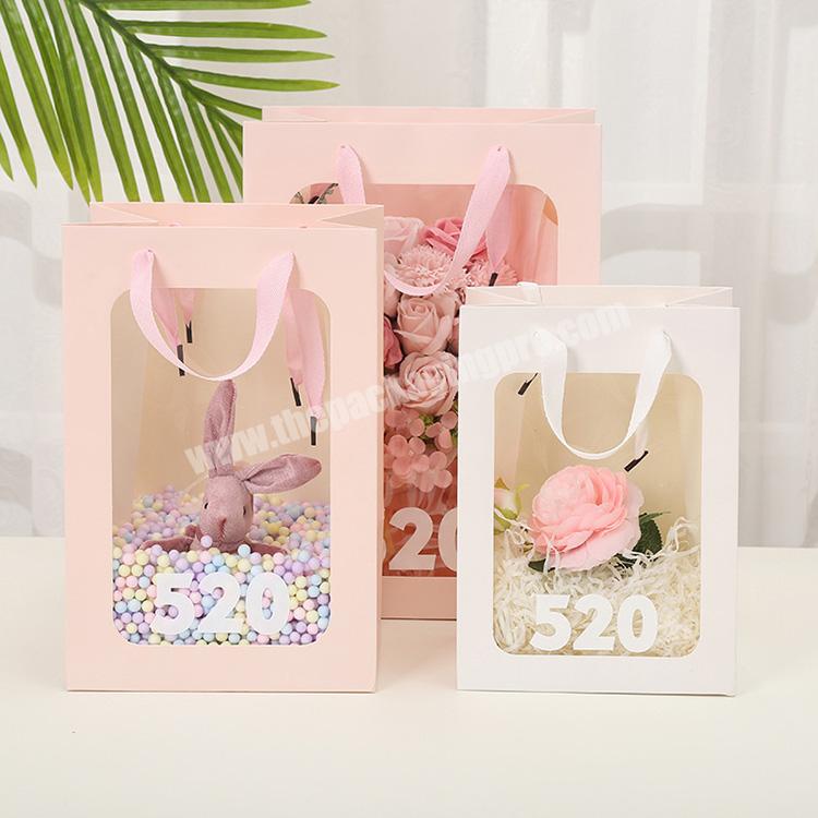 Wholesale Recycled Paper Bags Elegant Bouquet Packaging Bag Rose Boxes Flower Packaging