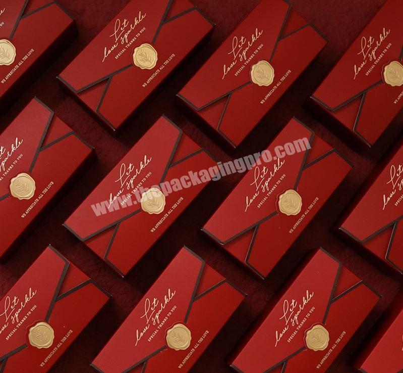 Wholesale Red Color Chocolate Box White Card Paper Box with Wax Seals