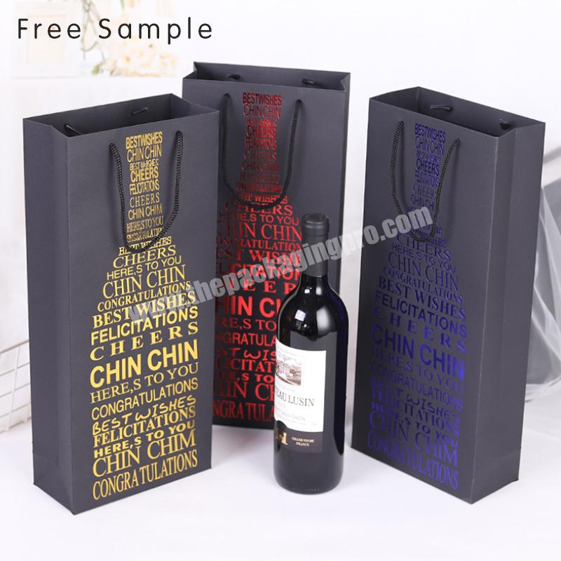 Wholesale Reusable Red Wine Carrier Tote Bag Luxury Foldable Shopping Paper Bags For Wine