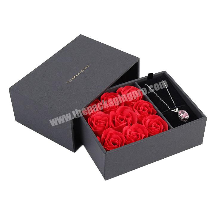 Wholesale Romantic Valentine'S Day Custom Logo Luxury Long Drawer Artificial Flower Box Gift