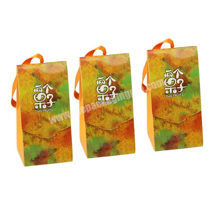 Wholesale Wedding Favors Candy Packaging Boxes Customizable Boxes with Ribbon Orange Box For Nut Candy