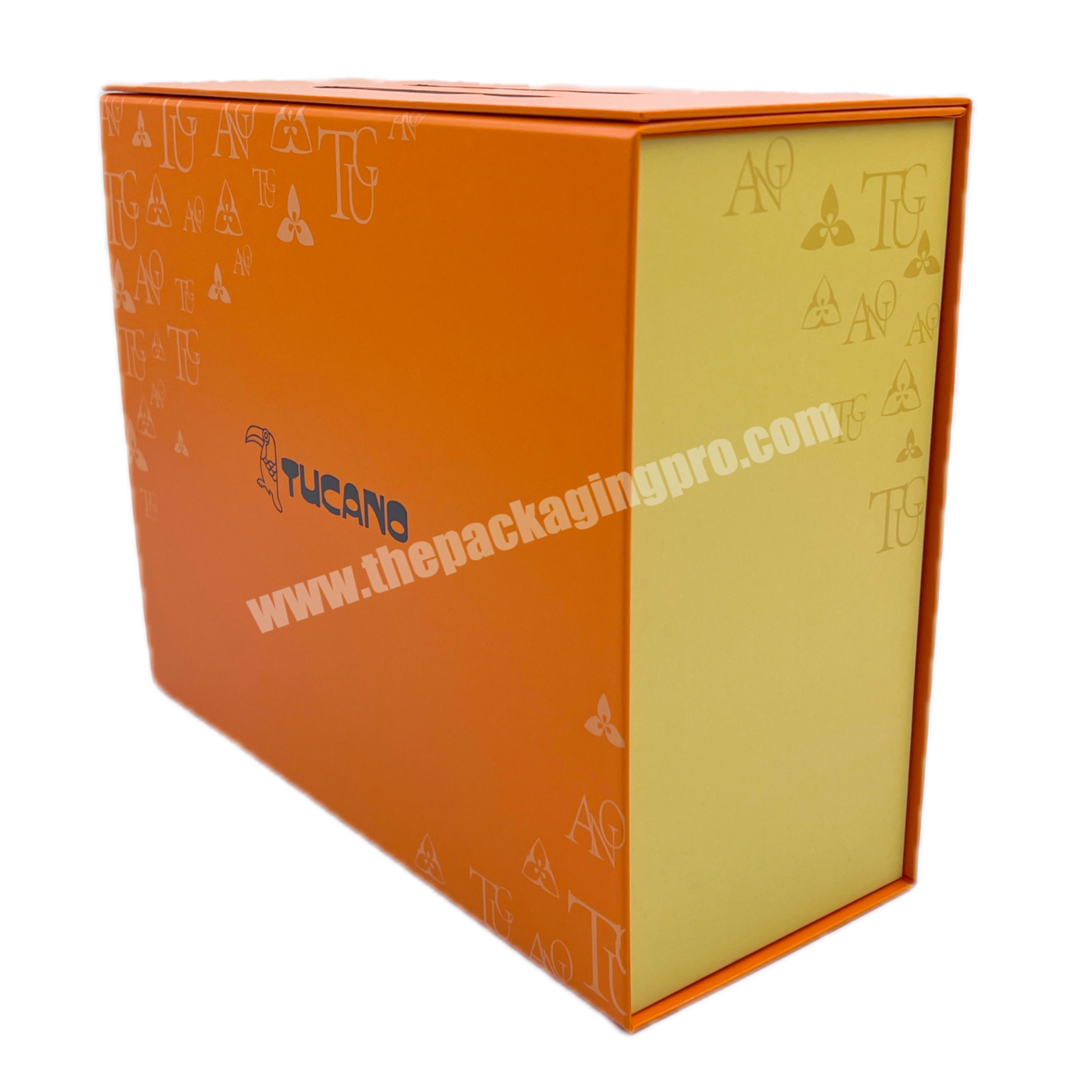 Wholesale clear custom design print magnetic portable gift folding box clothes packaging box with custom handles