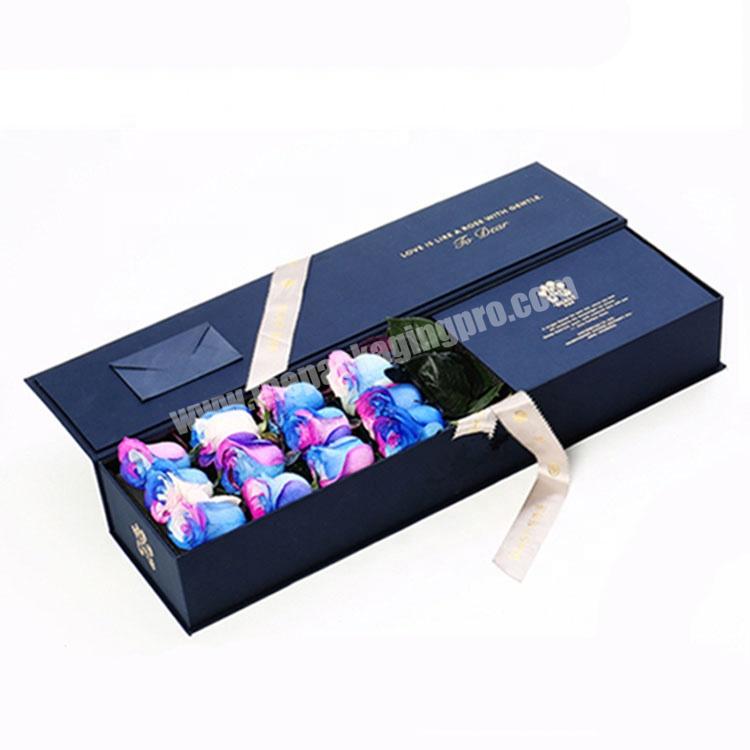 Wholesale custom Cardboard Luxury jewelry Rose Packaging Folding gift magnetic Flower Paper Boxes with your own logo
