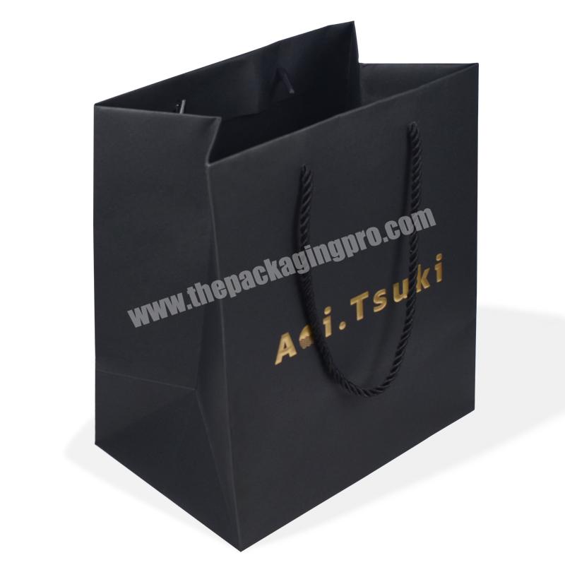 Wholesale custom design  luxury gift boutique black paper bag with logo print