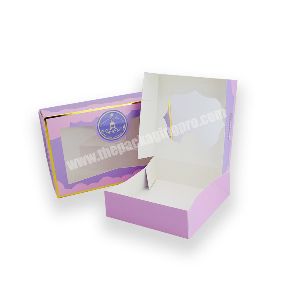 Wholesale custom doughnut cake dessert puff packaging box bakery sushi cake transparent window paper packaging box