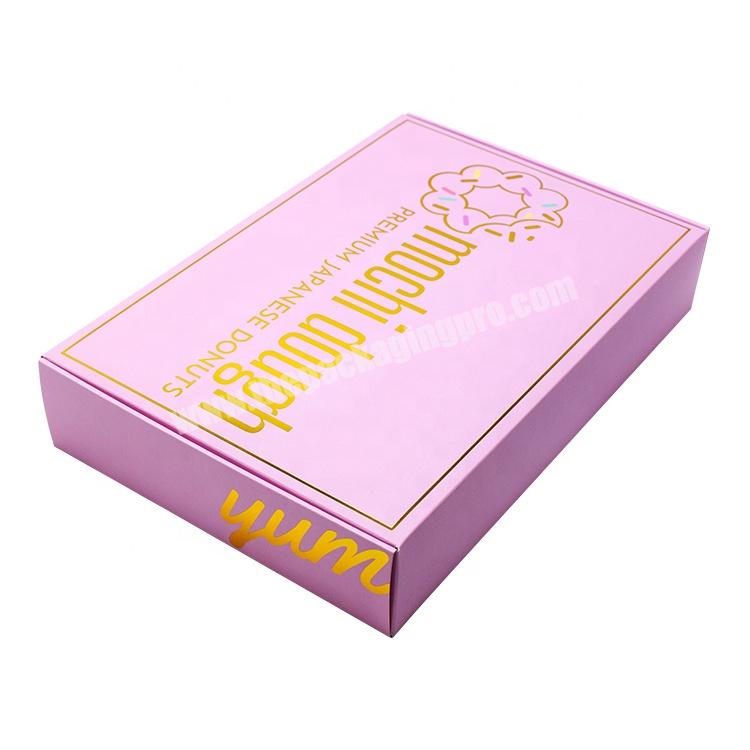 Wholesale custom logo biodegradable food grade pink paper mochi donut packaging fast food delivery cookie boxes with air window