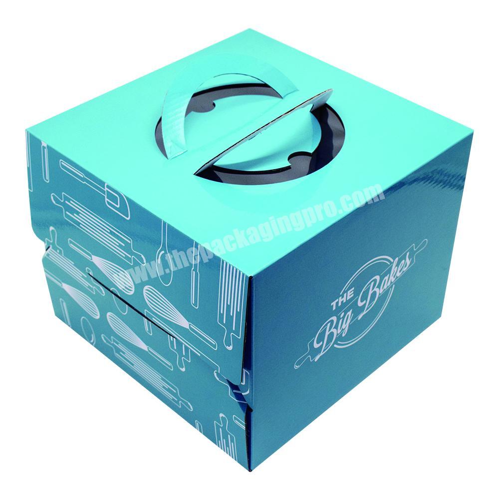 Wholesale custom printed biodegradable corrugated cardboard paper bakery packaging wedding cake paper packaging box with handle
