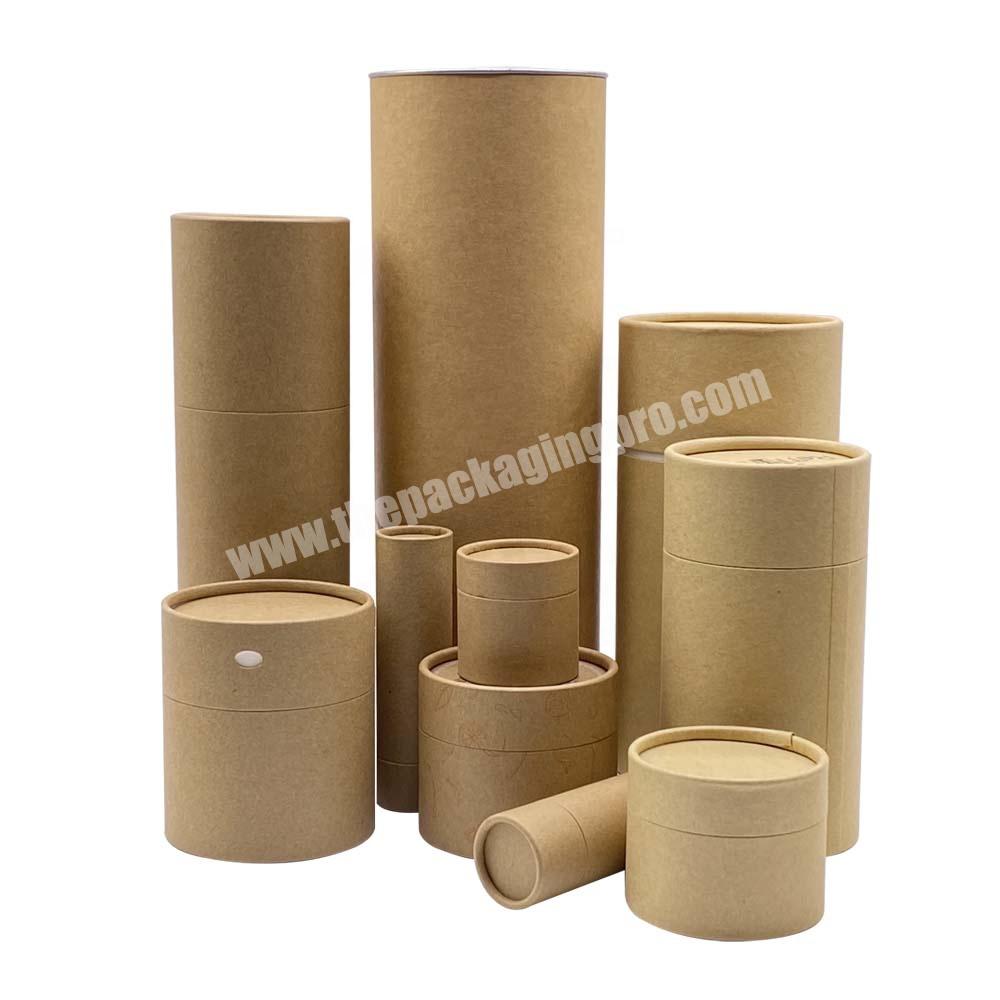 Wholesale custom printed cardboard cylinder tube carton  kraft paper round paper packaging tube box