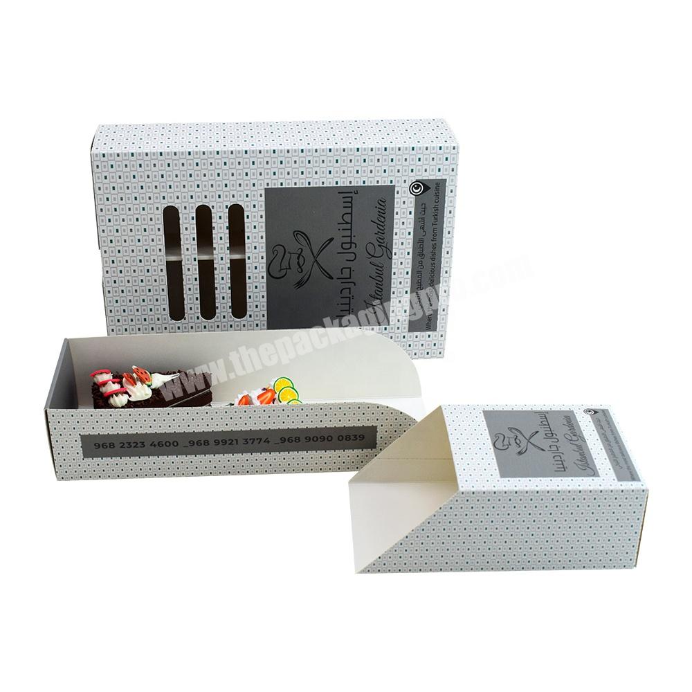 Wholesale custom rectangular transparent plastic dessert cake box Swiss Roll mousse cake packaging box