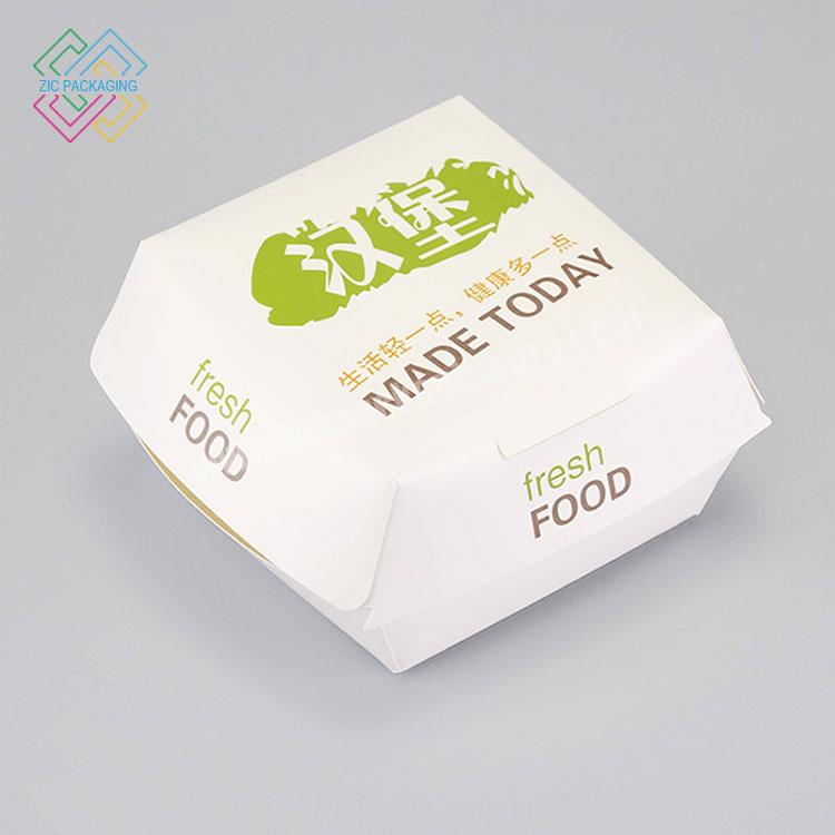 Wholesale customized disposable biodegradable food grade cardboard hamburger packaging paper hamburger box printed logo