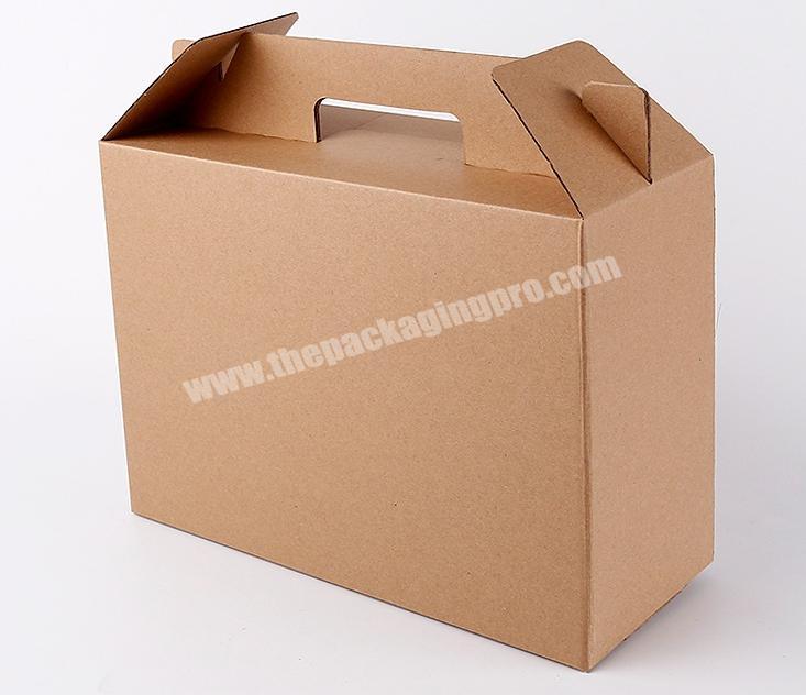 Wholesale high quality customized  gift  cosmetic corrugated kraft paper shipping packaging box with handle
