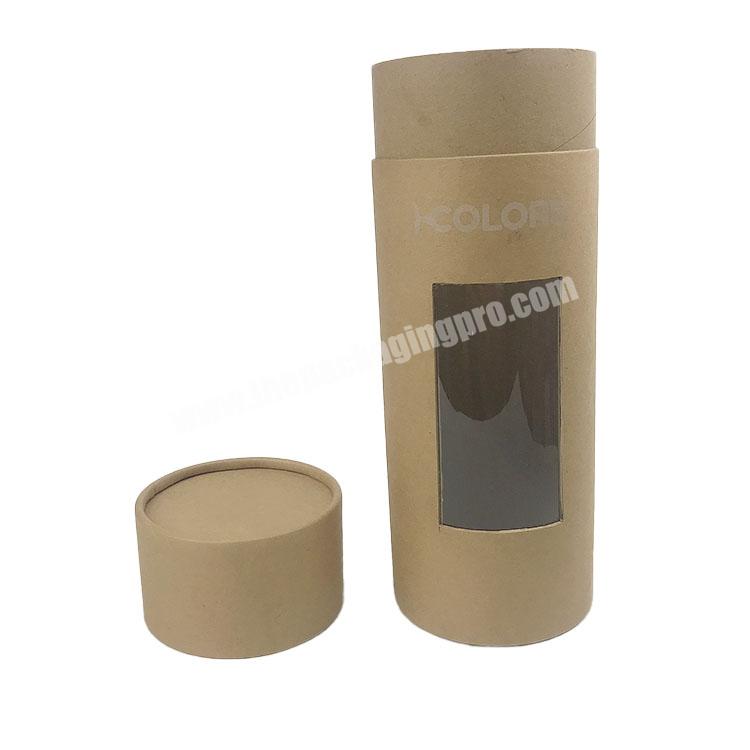 Wholesale kraft paper tube packaging gift cylinder boxes with clear window