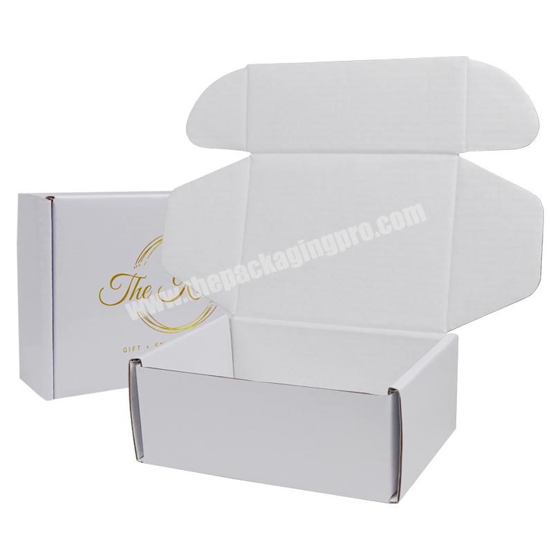 Wholesale luxury exquisite customized  gift  white corrugated shipping packaging box with gold print
