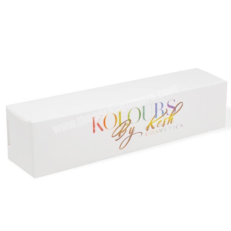 Wholesale luxury exquisite customized white lipstick packaging art paper box with gold foil