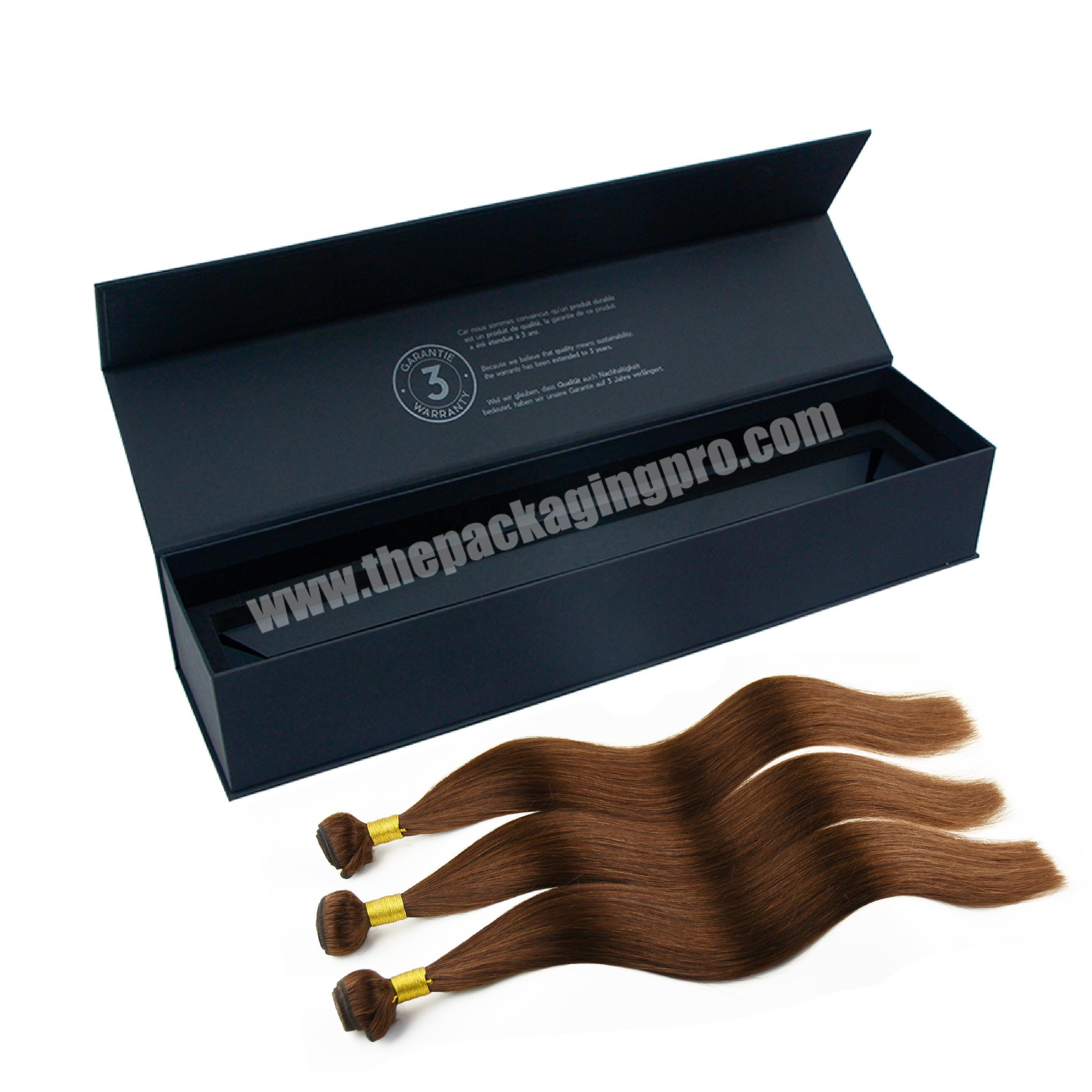 Wholesale wig boxes custom logo packaging black cardboard box packaging Hair Extension Magnet Paper Shipping Gift Box