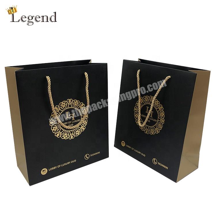 Wholesaler Gift And Clothes Packing Gold Foil Personal Logo Brand Custom Paper Shopping Bag